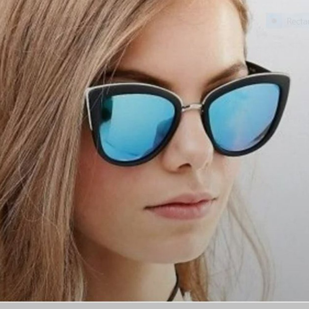 Quay Australia My Girl Cat Eye sunglasses w/ reflective blue shades